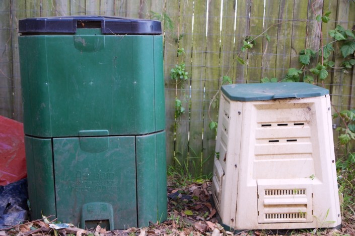 One of our two Aerobins, alongside our worm farm