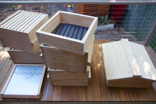 All the bits that make up a Warré hive, ready to be painted and assembled