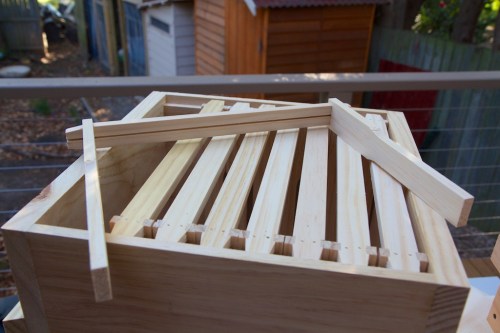 The 'top bar' frames within our Warré hive