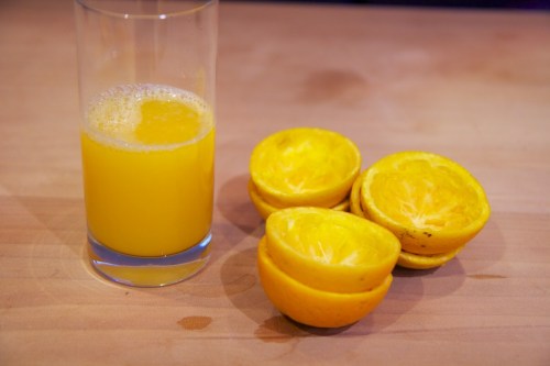 Our first (and only) glass of fresh-squeezed orange juice.