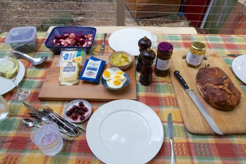 The spread of food, laid out on the table, ready to eat!