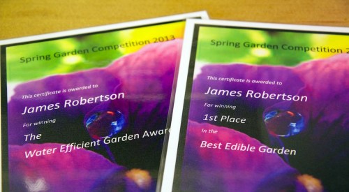 Two prizes for our edible garden.