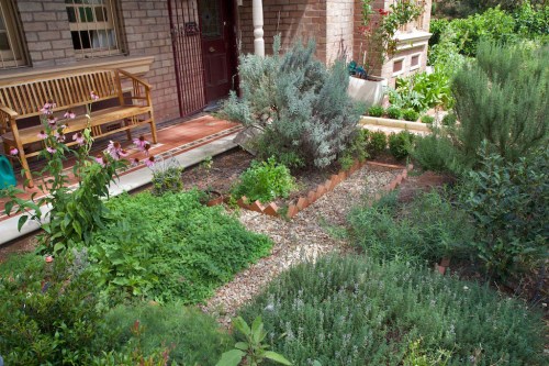 The other half of the potager gardens, looking towards the front door.