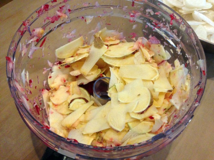 The food processor made light work of even hard vegetables.