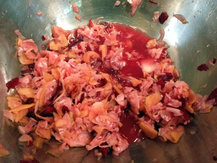 The vegetables, crushed by hand with salt.