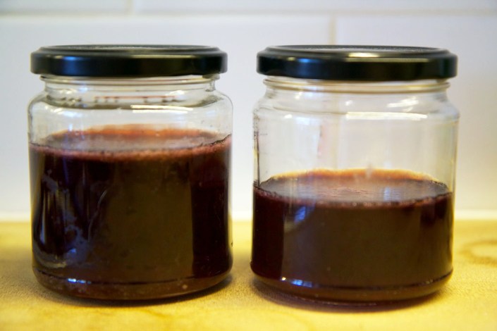 A small amount of rosella jam.