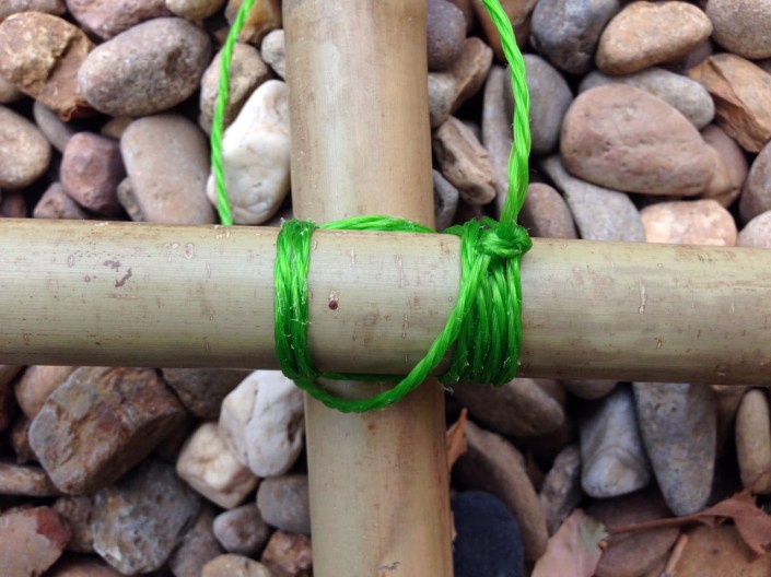 Bamboo poles, lashed together to form useful garden structures