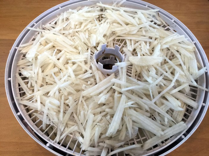 A mandolin makes quick work of creating strips.